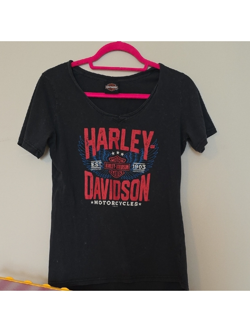 Harley-Davidson Black Tee with Red and Blue Logo